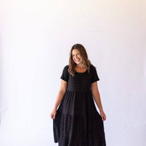 Melanie Tiered Midi Dress -Black