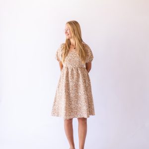 Michelle Knee Length Dress -Brown