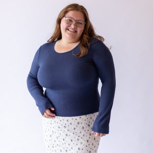 Ribbed Navy Long Sleeve -Plus