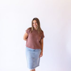 Kellyn Boxy Knit Top -Brown