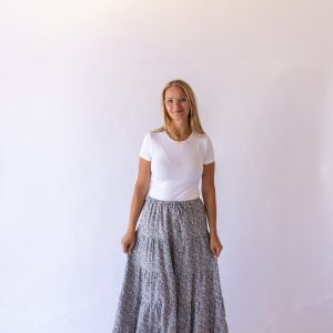 Mabel Boho Tiered Skirt-Blue