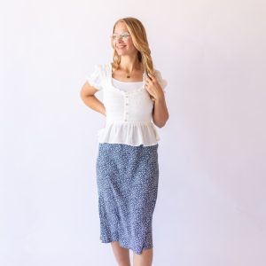 Hailey Midi Skirt -Blue