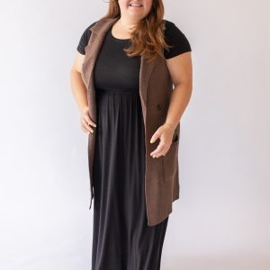 Bruno Long Sweater Vest -Chocolate