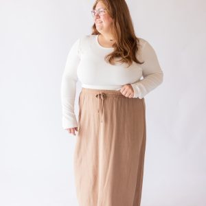 Brooke Linen Drawstring Maxi Skirt -Plus