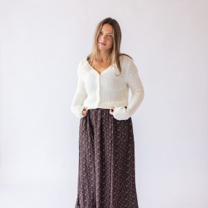 Scallop Edge Knit Cardigan -Cream