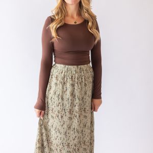 Boat Neck Long Sleeve -Chocolate
